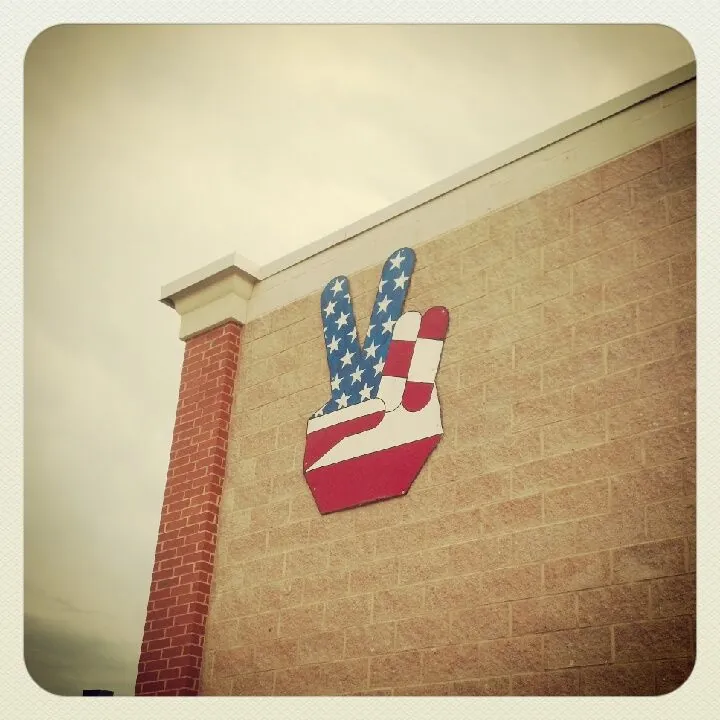 American flag and peace sign decor